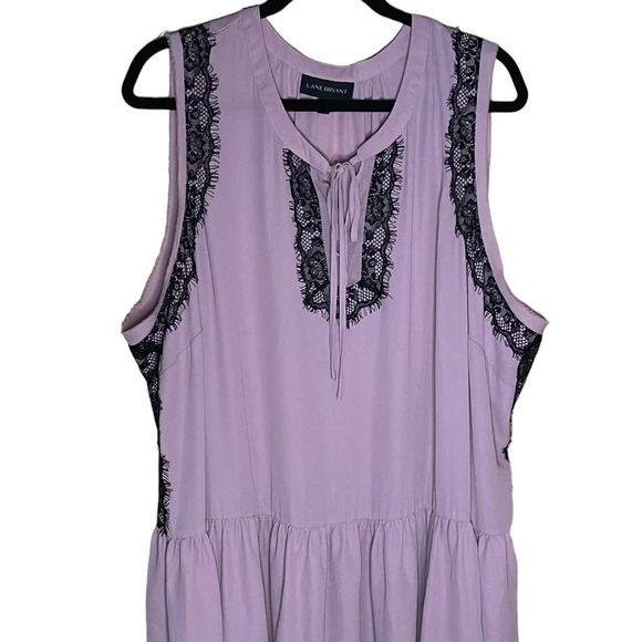 Lane Bryant Light Purple with Black Lace Babydoll Ruffle Top Flowy Size 28 - Picture 1 of 10